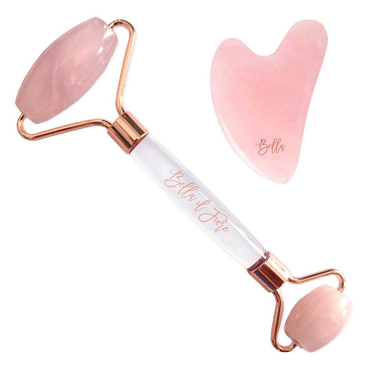 Rose Quartz Roller and Stone Tool Kit | Face Massager Skincare Set