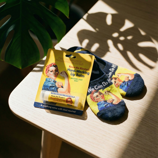 Rosie the Riveter No Show Socks and Lip Balm Gift Bundle