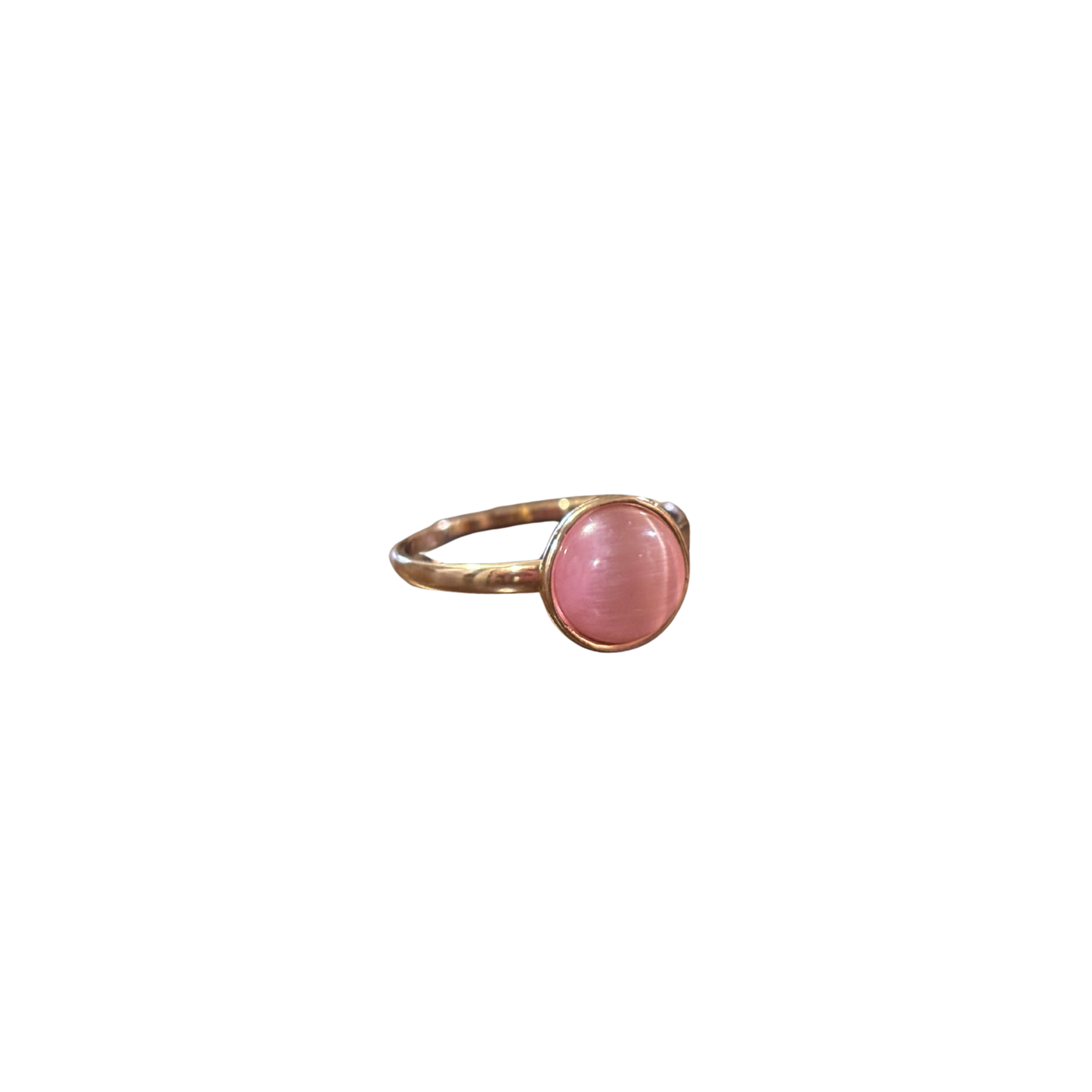 Rosy Dome Minimalist Ring | Round Pink Gem on Gold Band | Sizes 5.5–9