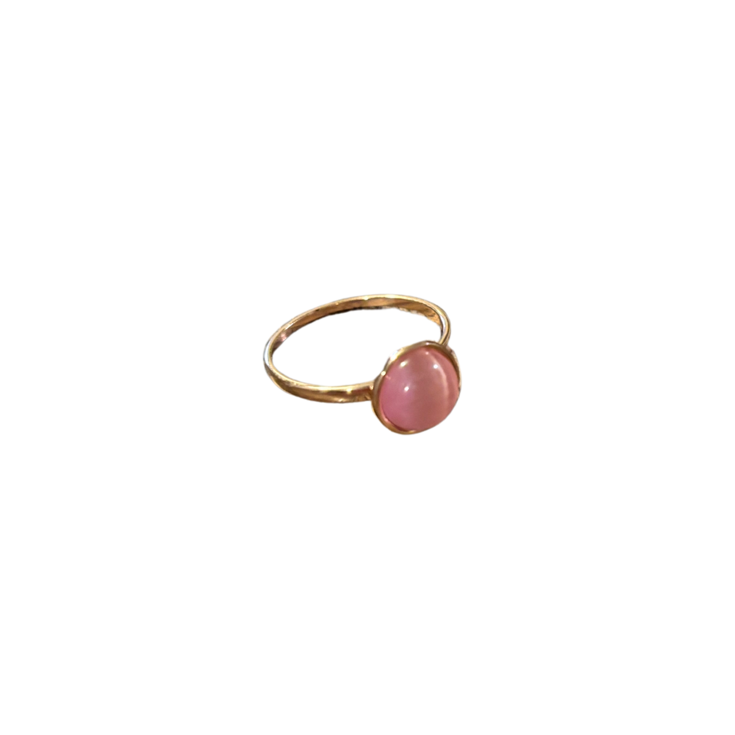 Rosy Dome Minimalist Ring | Round Pink Gem on Gold Band | Sizes 5.5–9