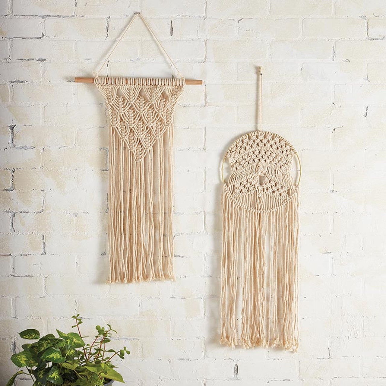 Round Hoop Macrame Bohemian Decor | Decorative Macrame Wall Hanging | 10" x 27.5"