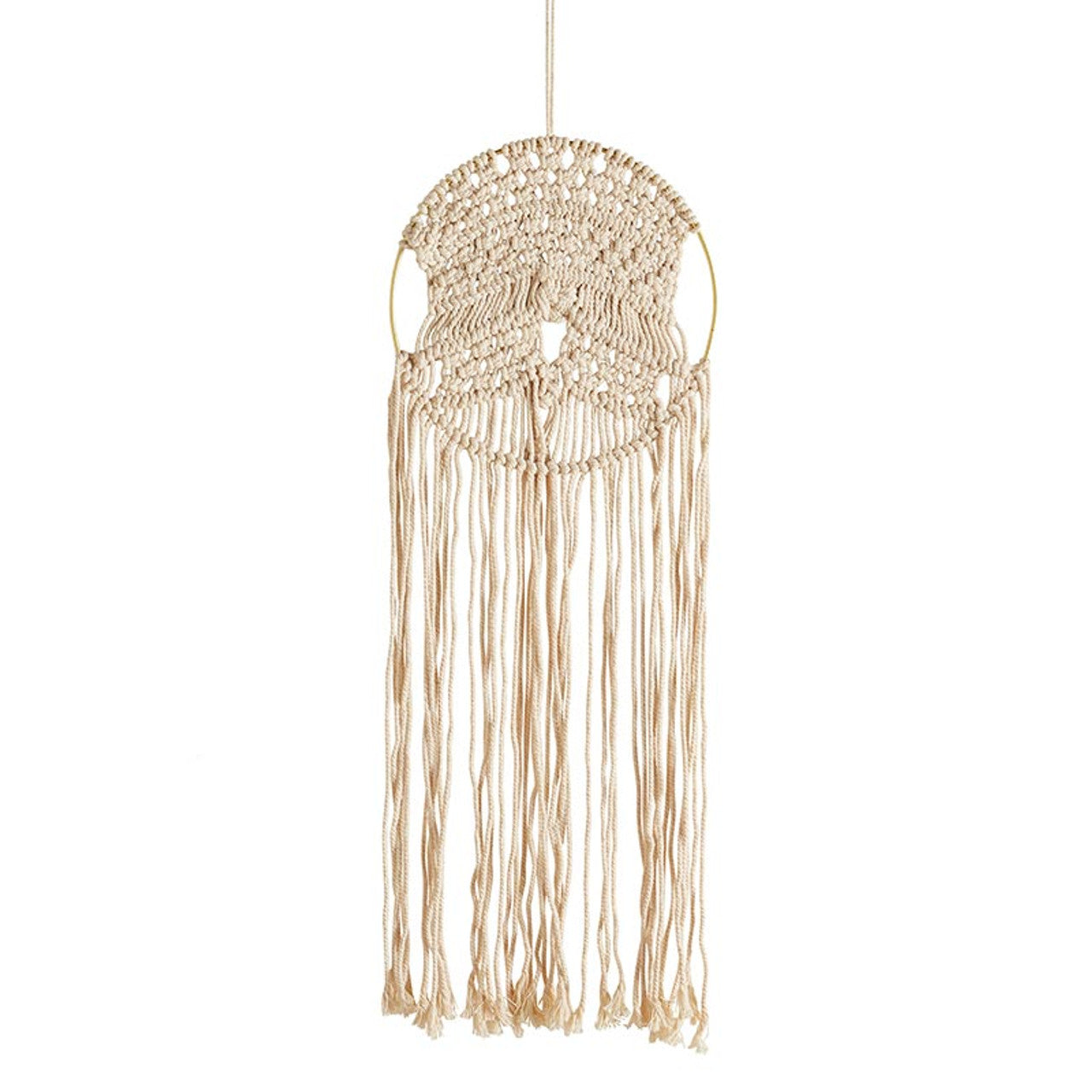 Round Hoop Macrame Bohemian Decor | Decorative Macrame Wall Hanging | 10" x 27.5"