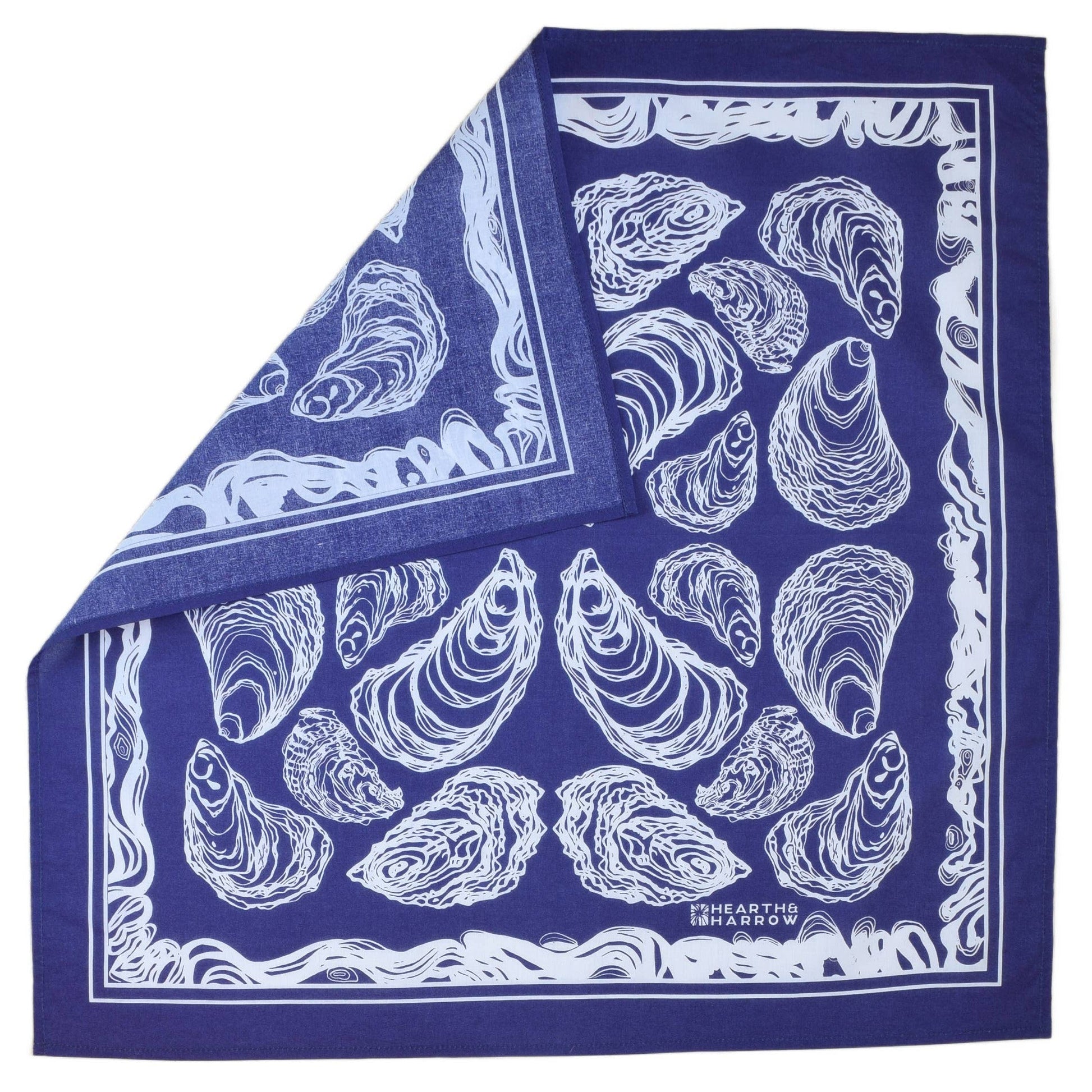 Royal Blue Oyster Bandana | Hand Screen-printed Handkerchief