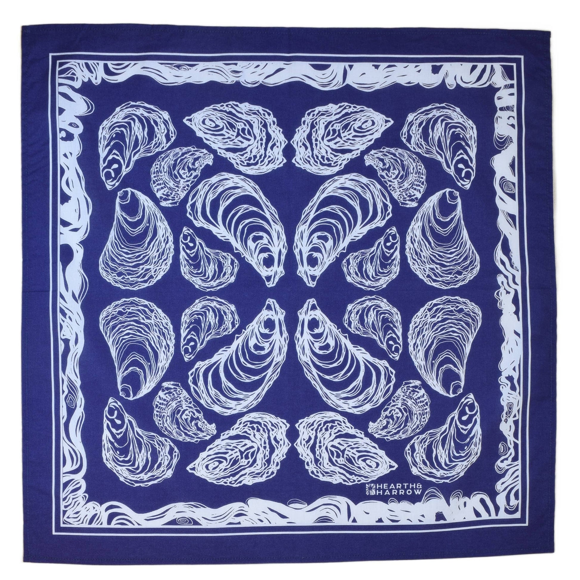 Royal Blue Oyster Bandana | Hand Screen-printed Handkerchief