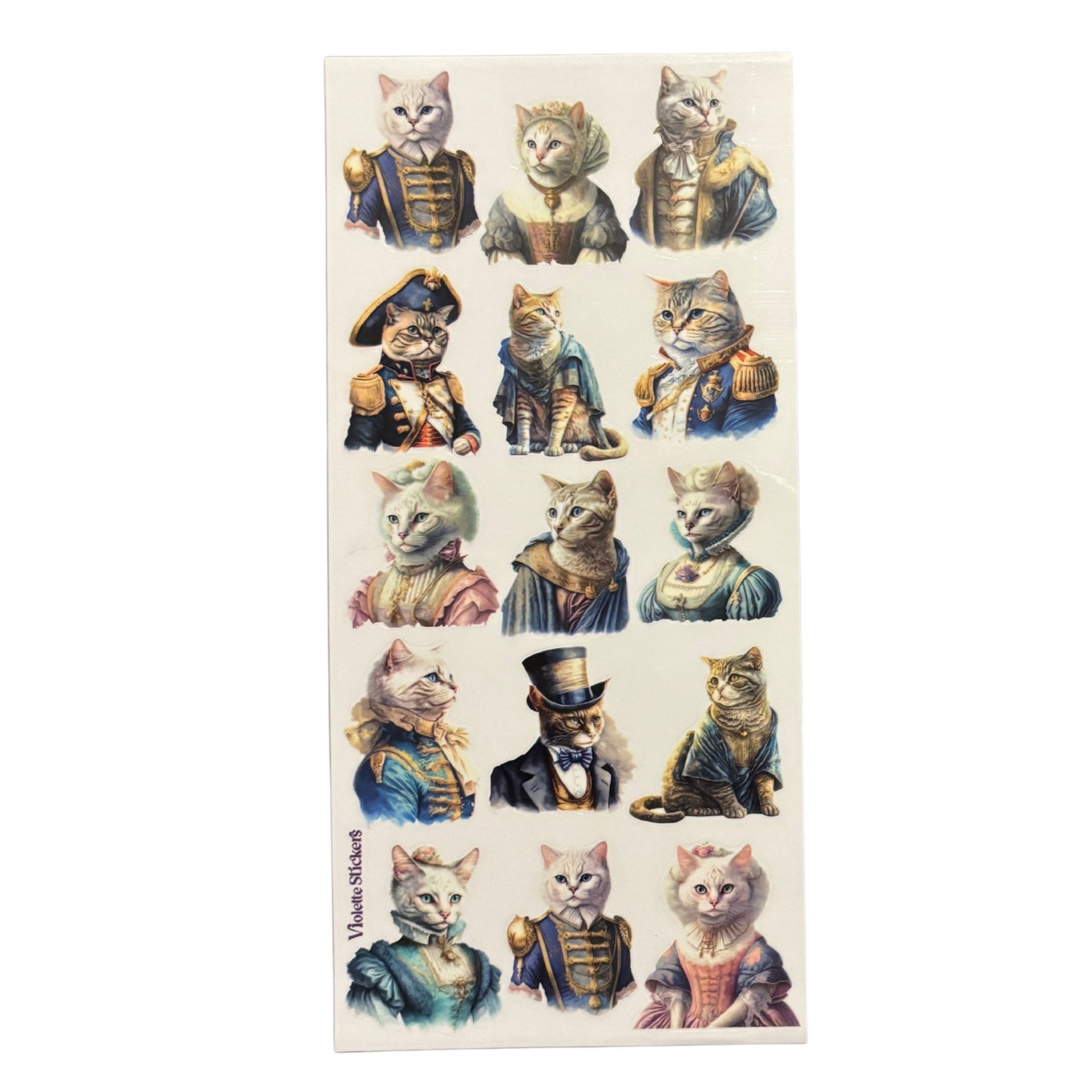 Royal Cats Clear Stickers | 4" x 8" | 2 Sheets-Violette Stickers-The Bullish Store