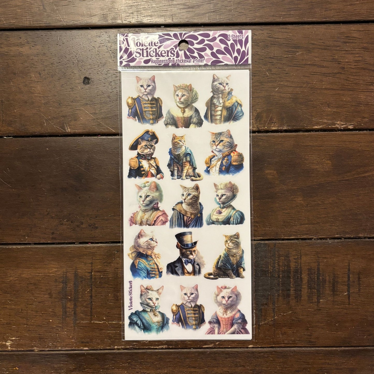 Royal Cats Clear Stickers | 4" x 8" | 2 Sheets-Violette Stickers-The Bullish Store