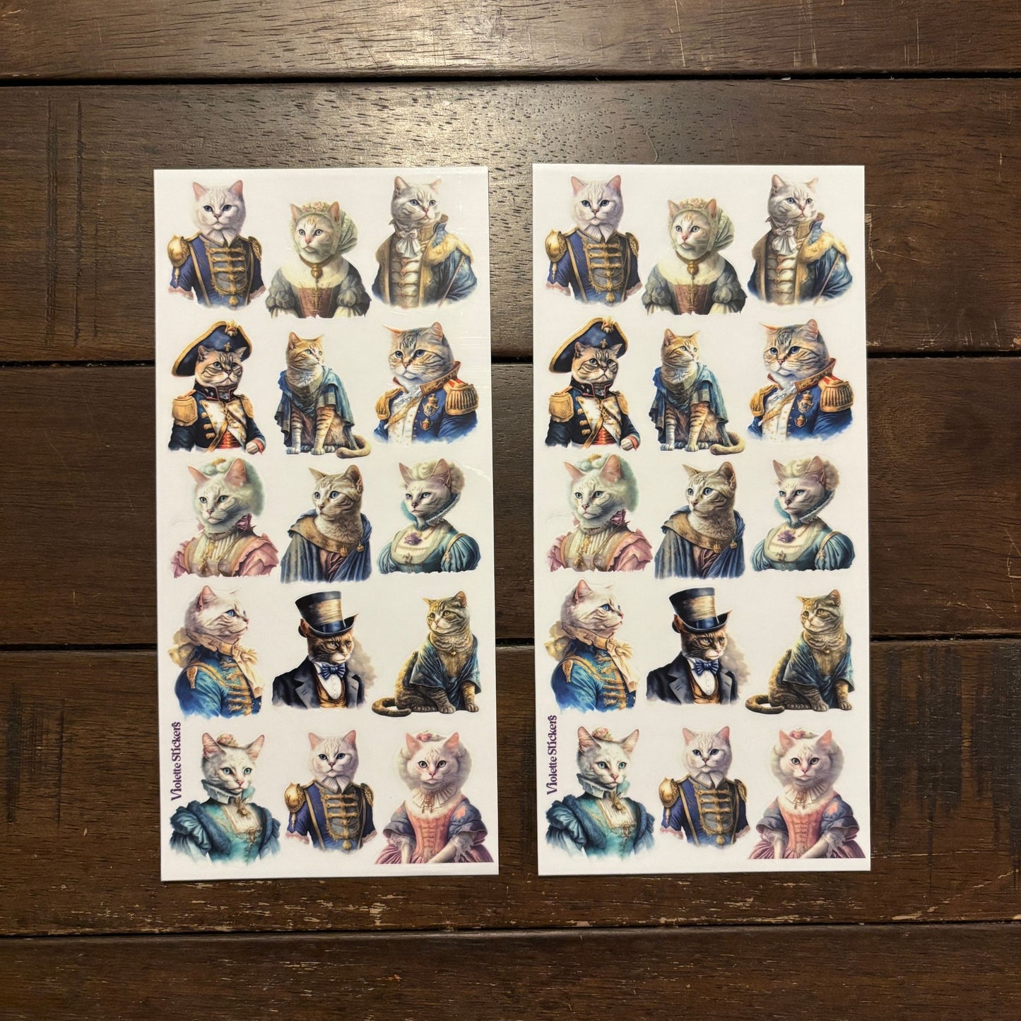 Royal Cats Clear Stickers | 4" x 8" | 2 Sheets-Violette Stickers-The Bullish Store