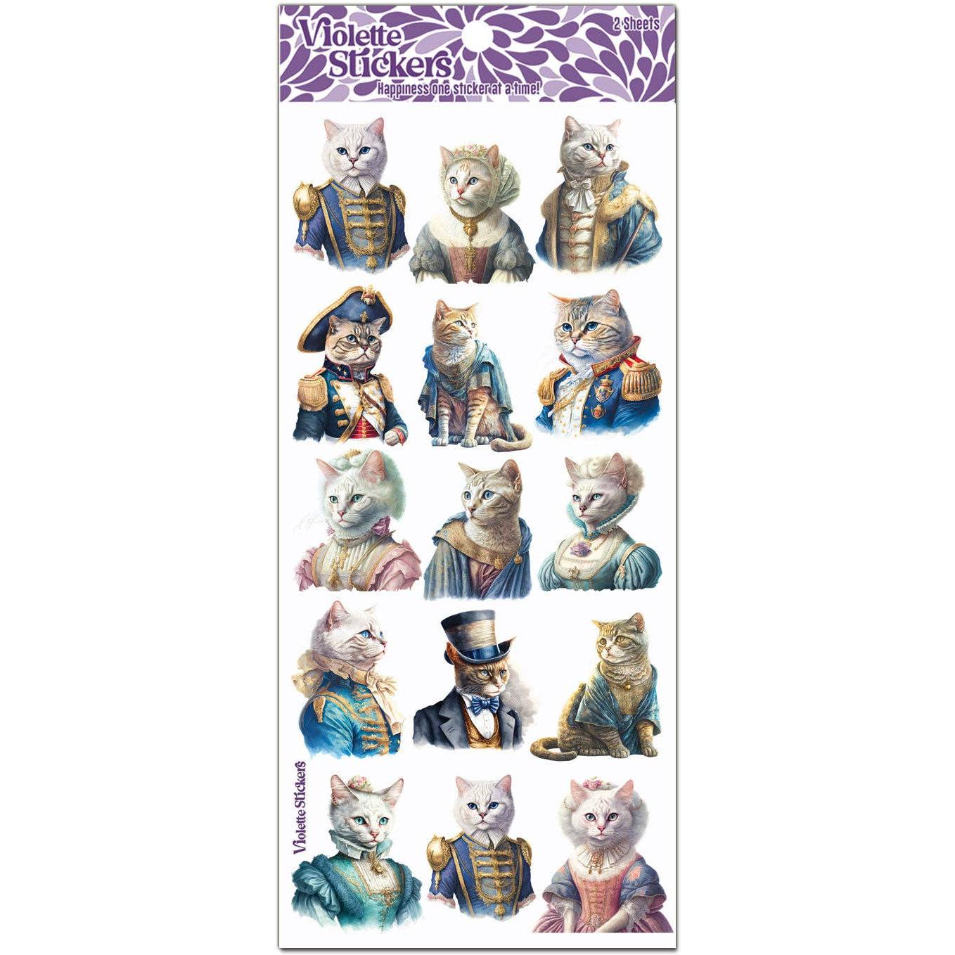 Royal Cats Clear Stickers | 4" x 8" | 2 Sheets-Violette Stickers-The Bullish Store