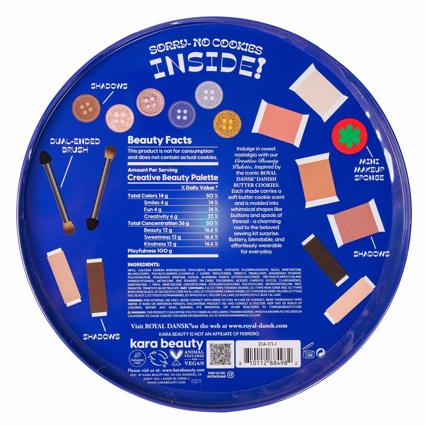 Royal Dansk® Cookie Tin Creative Beauty Palette | Christmas Gift Makeup Kit | Butter Cookie Scented-Kara Beauty-The Bullish Store