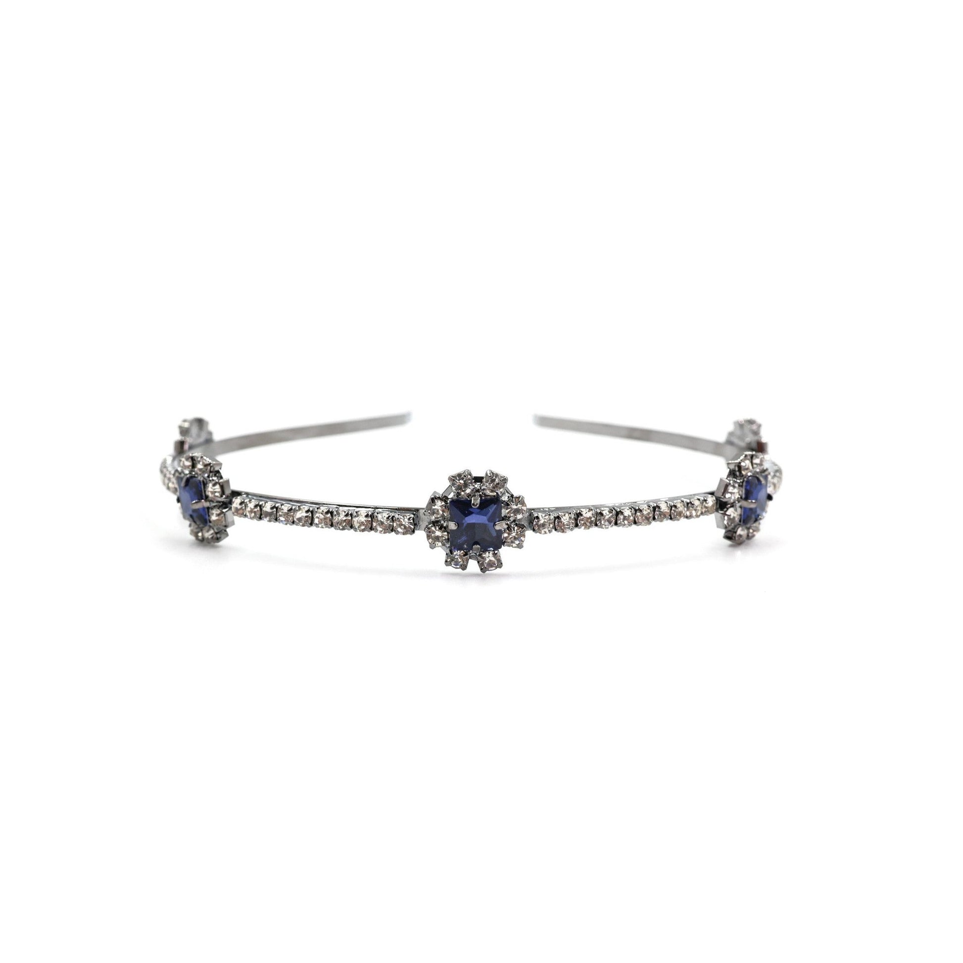 Royal Sapphire Tiara Crown in Blue and Silver | Royalty Crown Party or Bridal Hair Accessory