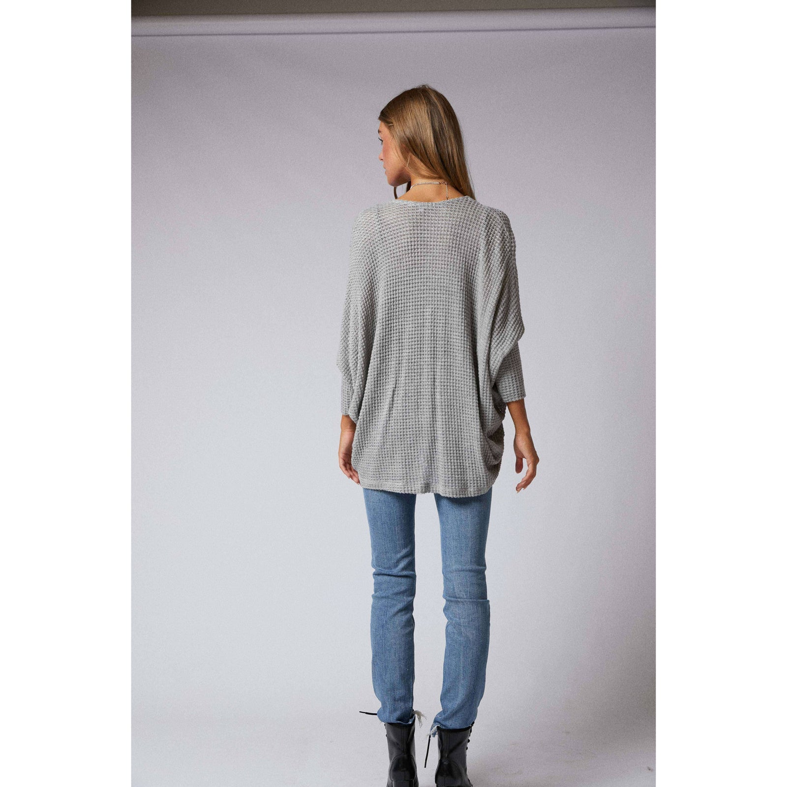 Ruched Front Cocoon Cardigan in Grey | Knit Sweater [Sizes SM-XL]