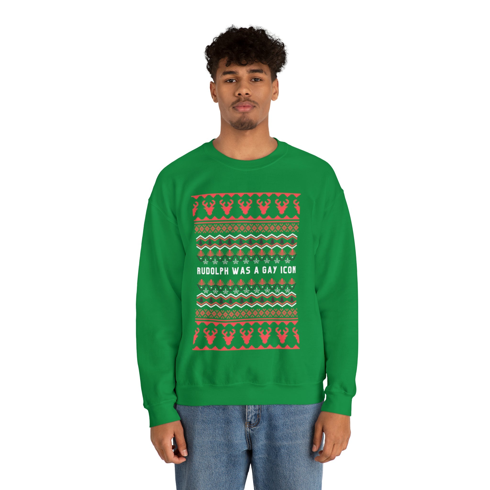 Gay hotsell reindeer sweater