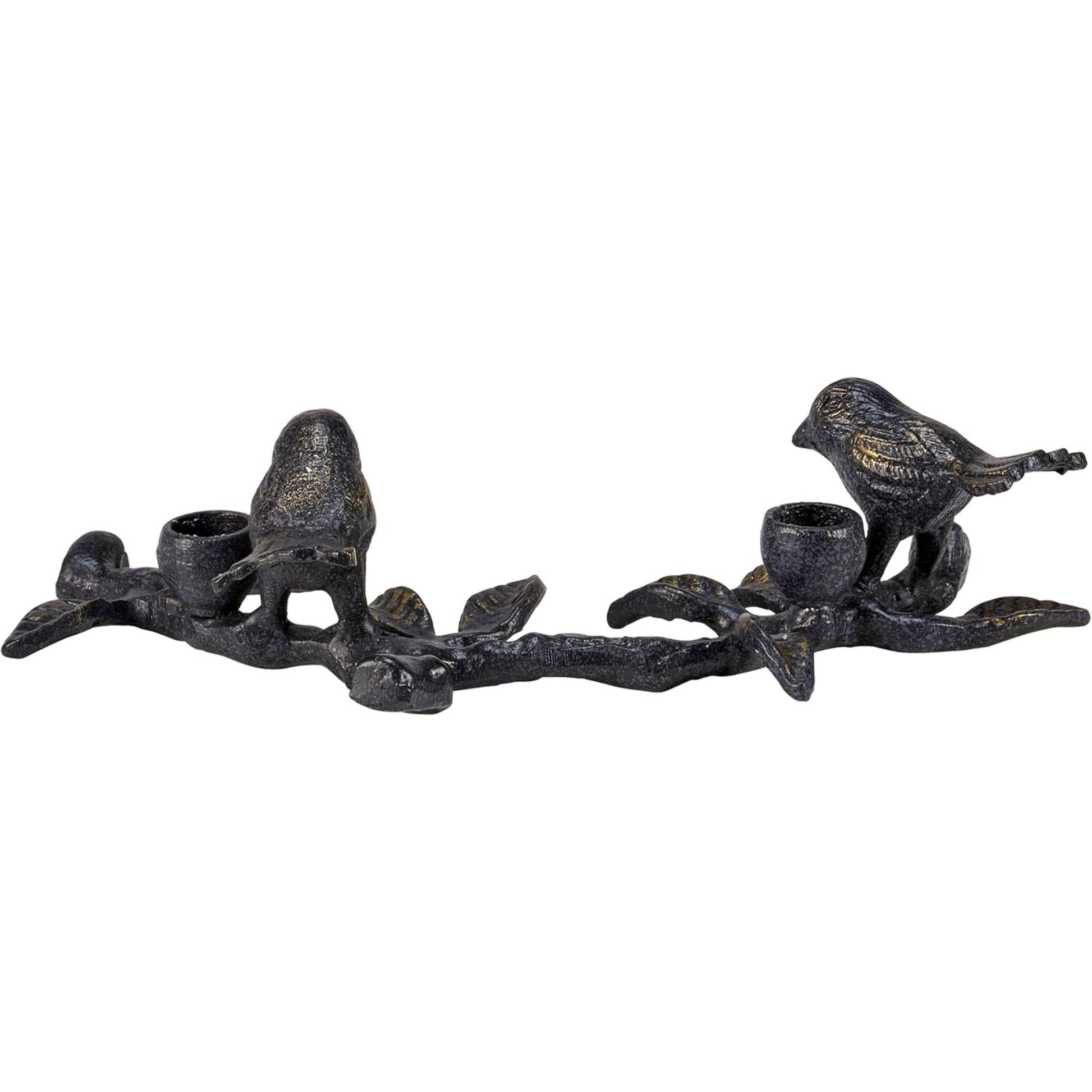 Black bird metal candle holder