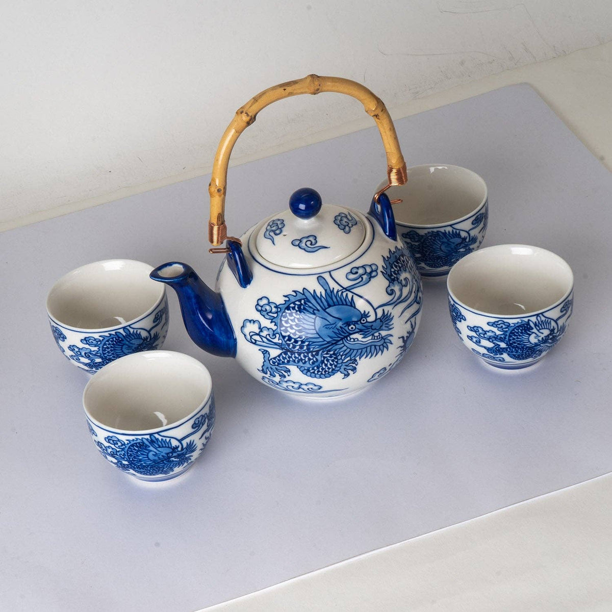 Ryu Dragon Porcelain Tea Set | 30 fl oz Teapot and 4 Cups