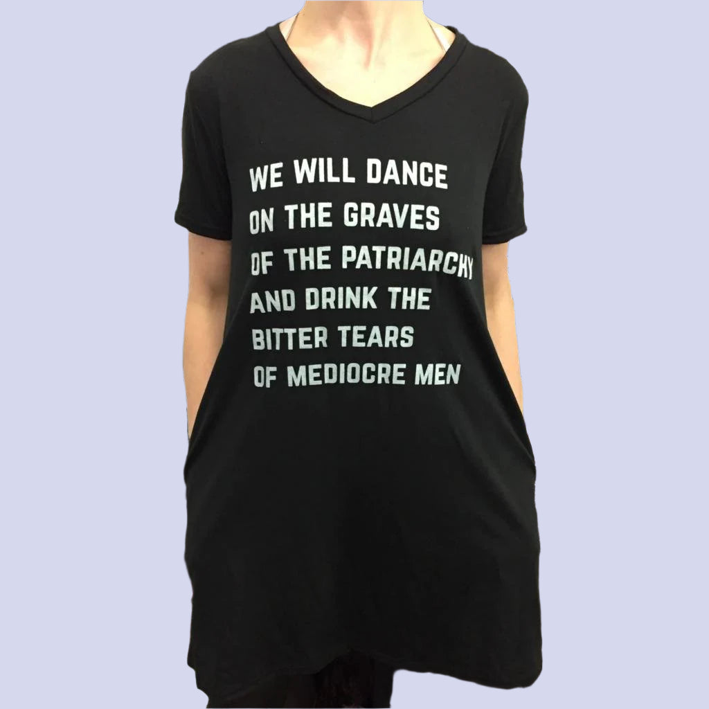 [SIZES S REMAINING] We Will Dance on the Graves of the Patriarchy V-Neck Pocket Dress or Tunic