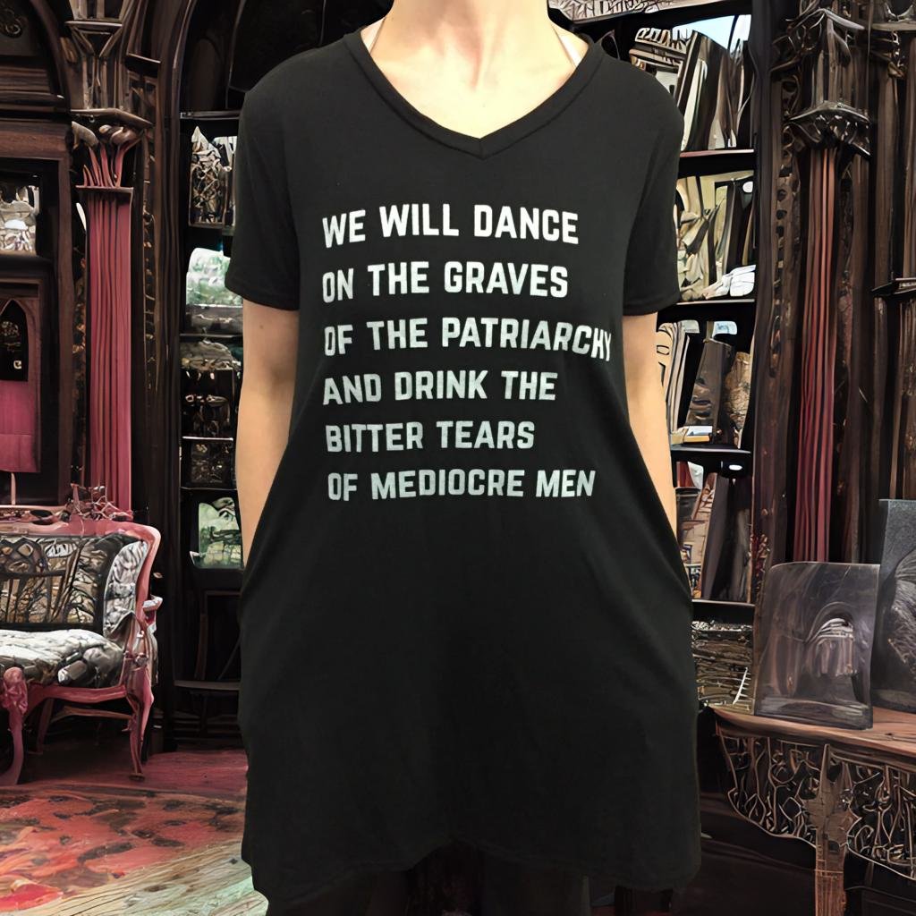 [SIZES S REMAINING] We Will Dance on the Graves of the Patriarchy V-Neck Pocket Dress