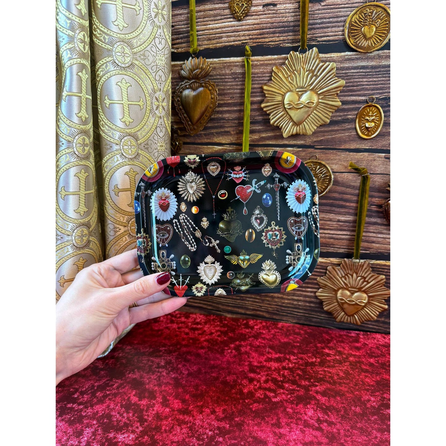 Sacred Heart Tray | Maximalist Decorative Catch-All, Display, or Rolling Tray