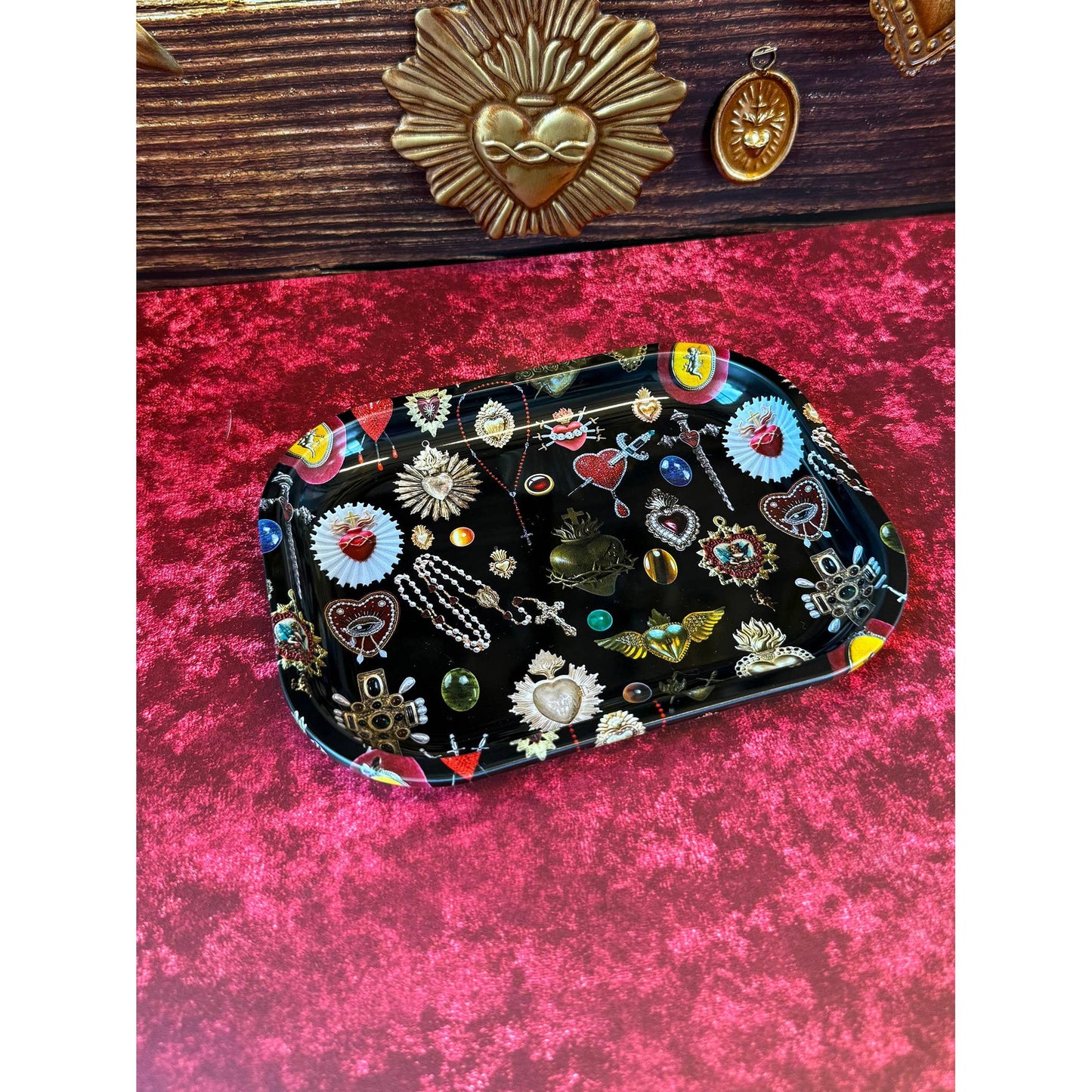 Sacred Heart Tray | Maximalist Decorative Catch-All, Display, or Rolling Tray