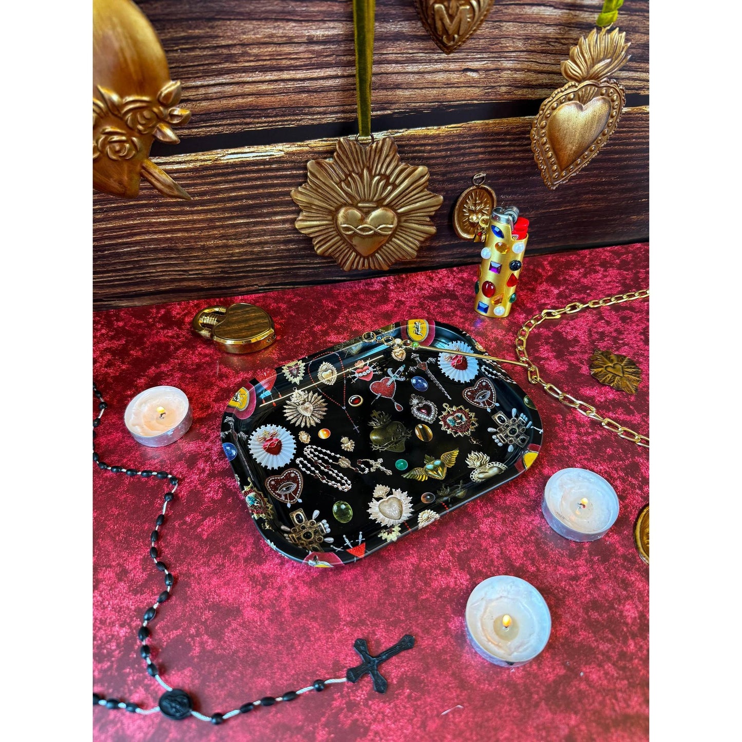 Sacred Heart Tray | Maximalist Decorative Catch-All, Display, or Rolling Tray