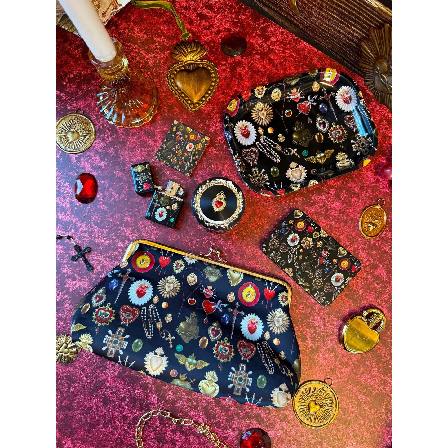 Sacred Heart Tray | Maximalist Decorative Catch-All, Display, or Rolling Tray