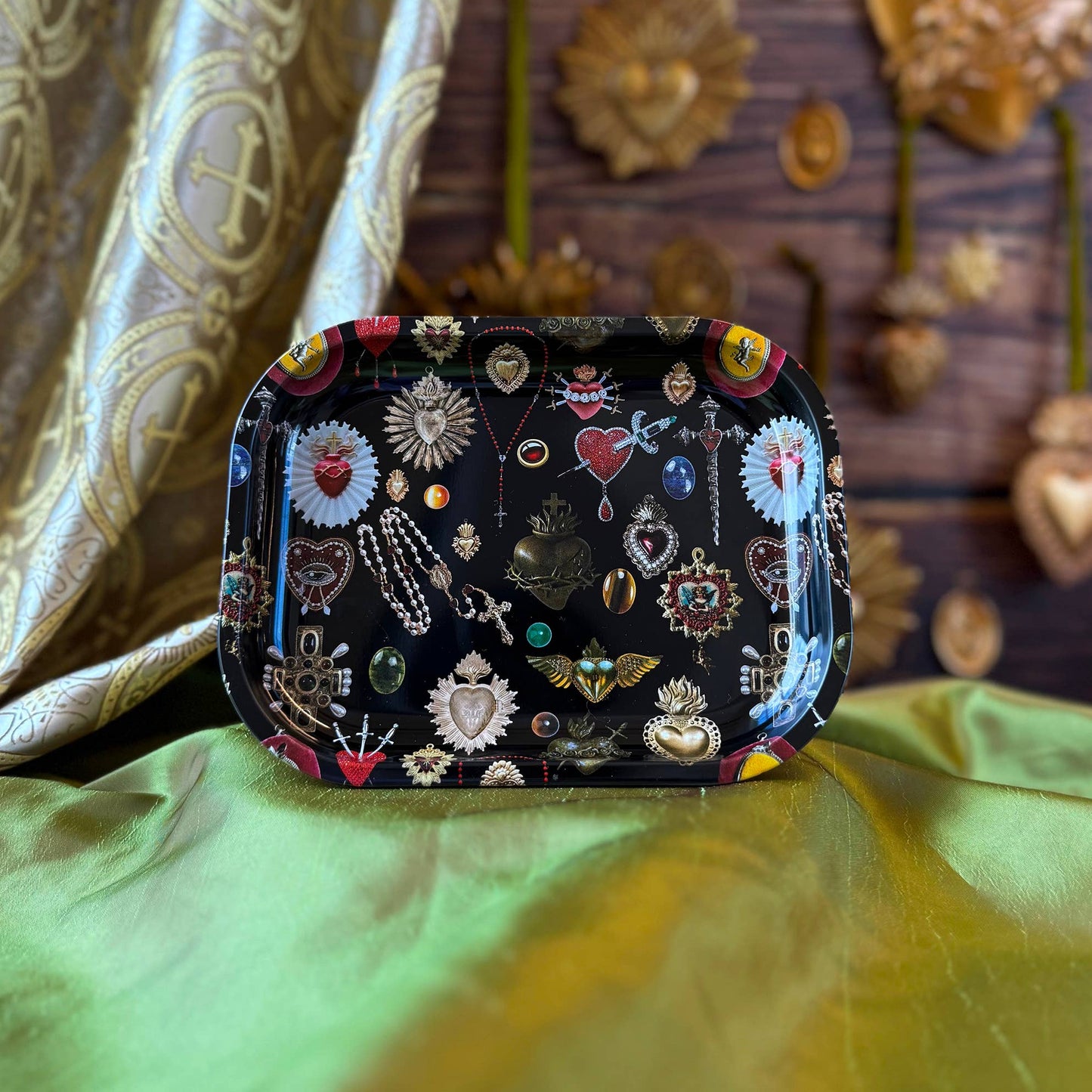Sacred Heart Tray | Maximalist Decorative Catch-All, Display, or Rolling Tray