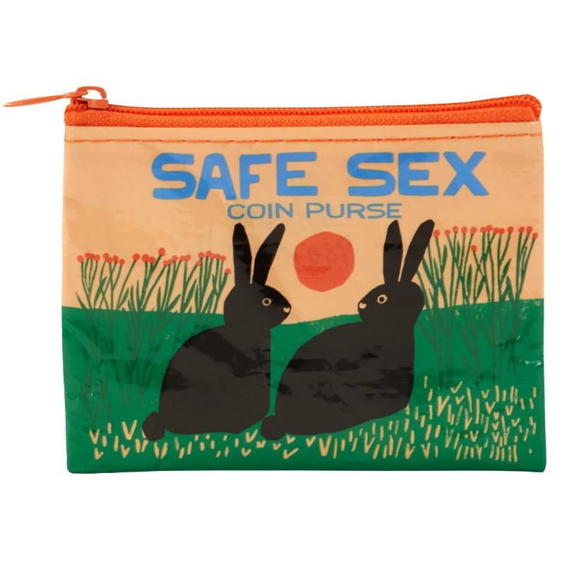 Safe Sex Couple Bunny Coin Purse | Recycled Material | 3"h x 4"w | BlueQ at GetBullish