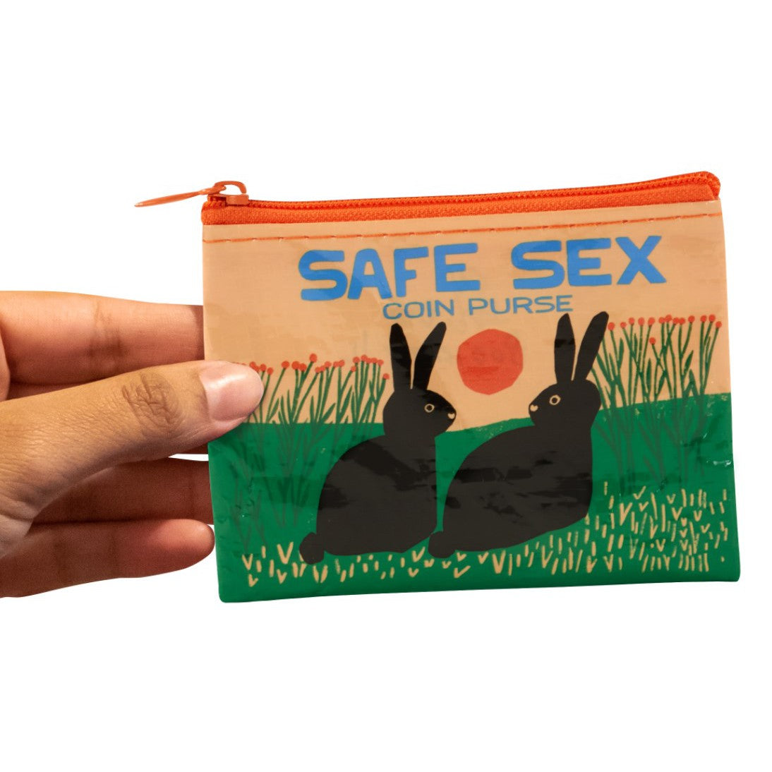 Safe Sex Couple Bunny Coin Purse | Recycled Material | 3"h x 4"w | BlueQ at GetBullish