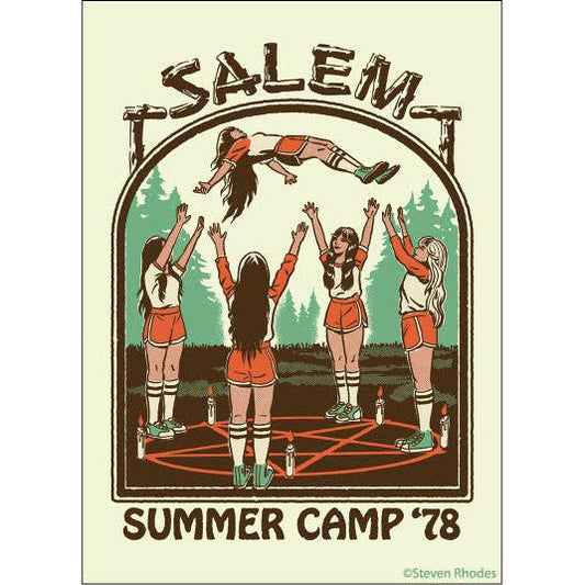 Salem Summer Camp '78 Rectangular Fridge Magnet | '80s Children's Book Style Satirical Art by Steven Rhodes