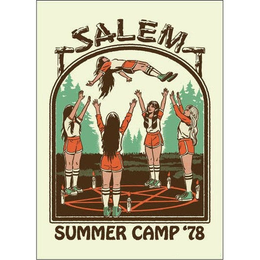 Salem Summer Camp '78 Rectangular Fridge Magnet | '80s Children's Book Style Satirical Art by Steven Rhodes