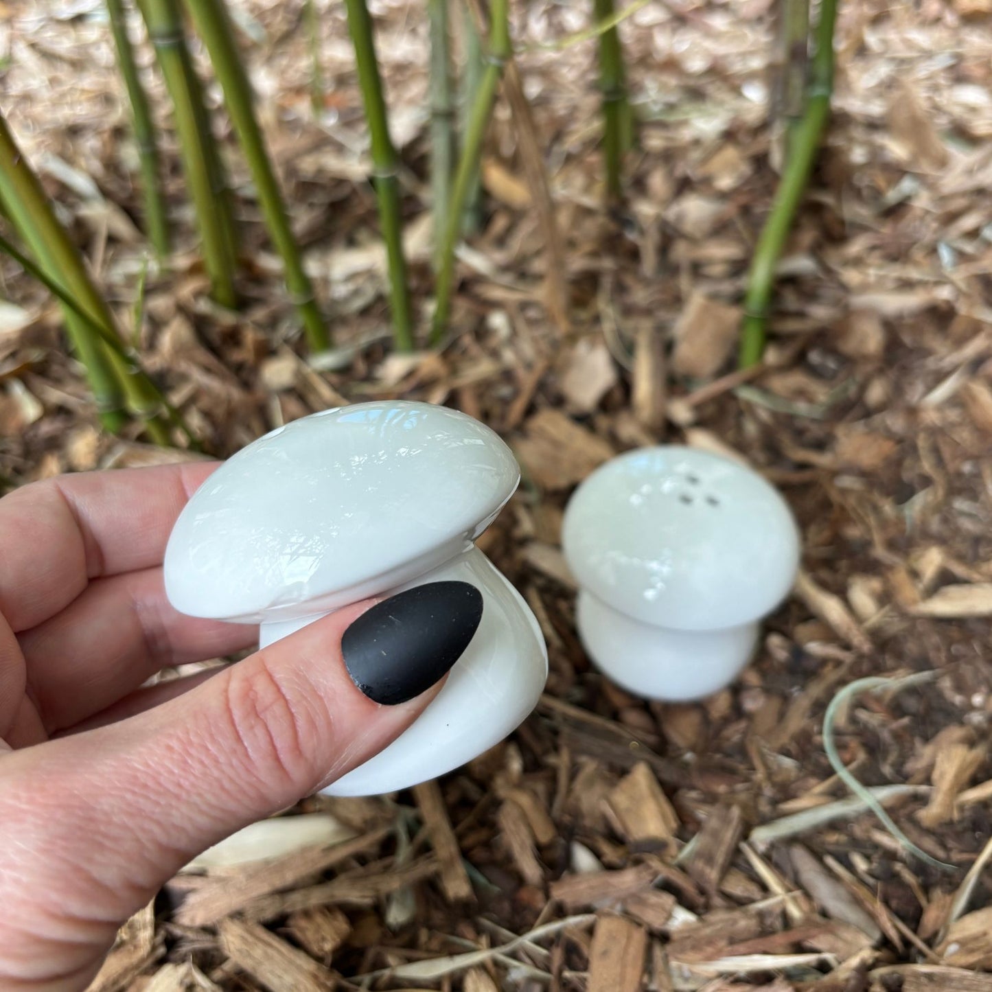 Salt And Pepper Mushroom Shakers Set | Cottagecore | Minimalist White