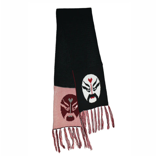 Samurai Warrior Acrylic Scarf | Reversible Fringe Scarf 11”x68”