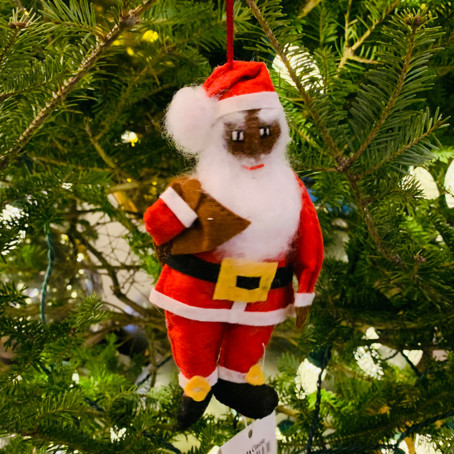 Santa Claus Felt Figure Ornament | African-American Santa | Handmade in Kyrgyzstan