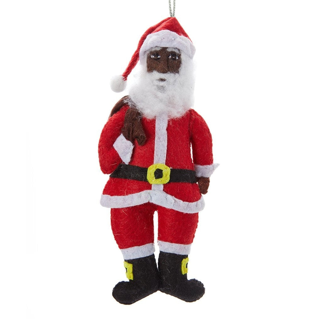 Santa Claus Felt Figure Ornament | African-American Santa | Handmade in Kyrgyzstan