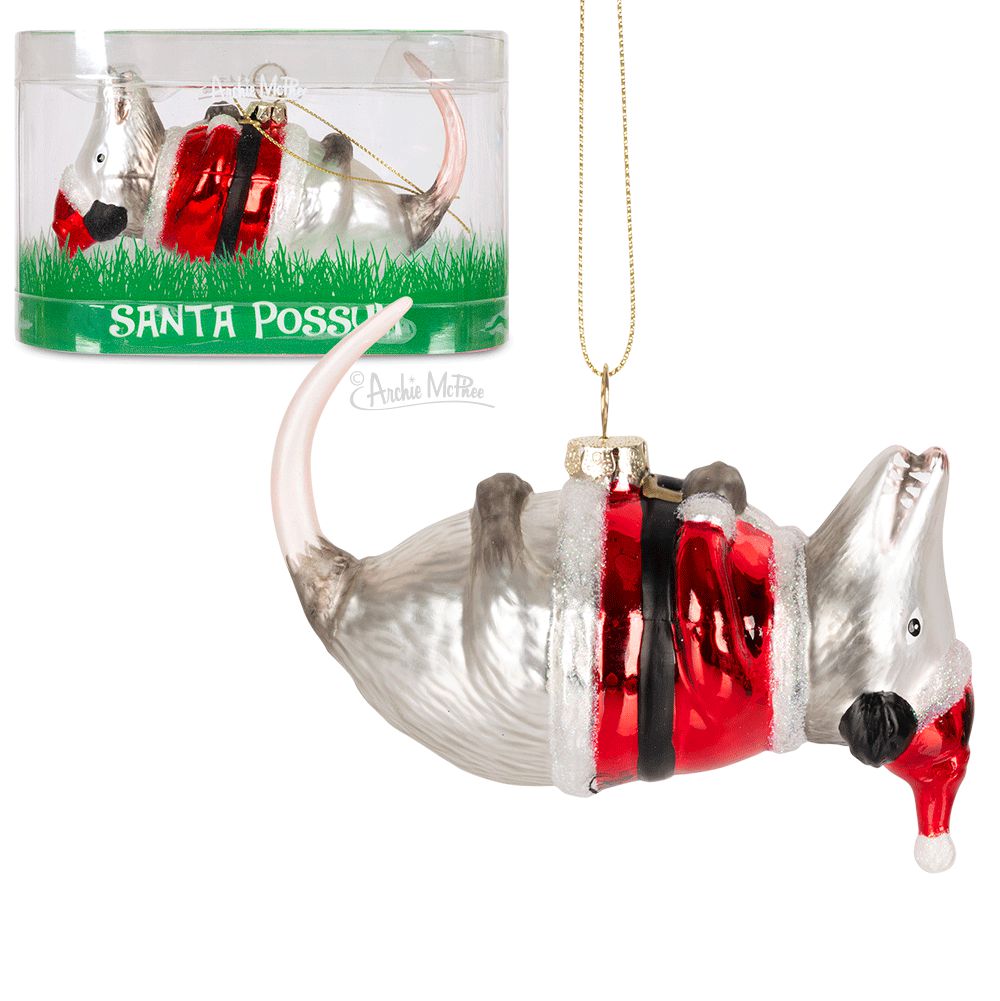 Santa Possum Ornament | Hand-Blown Glass Possum