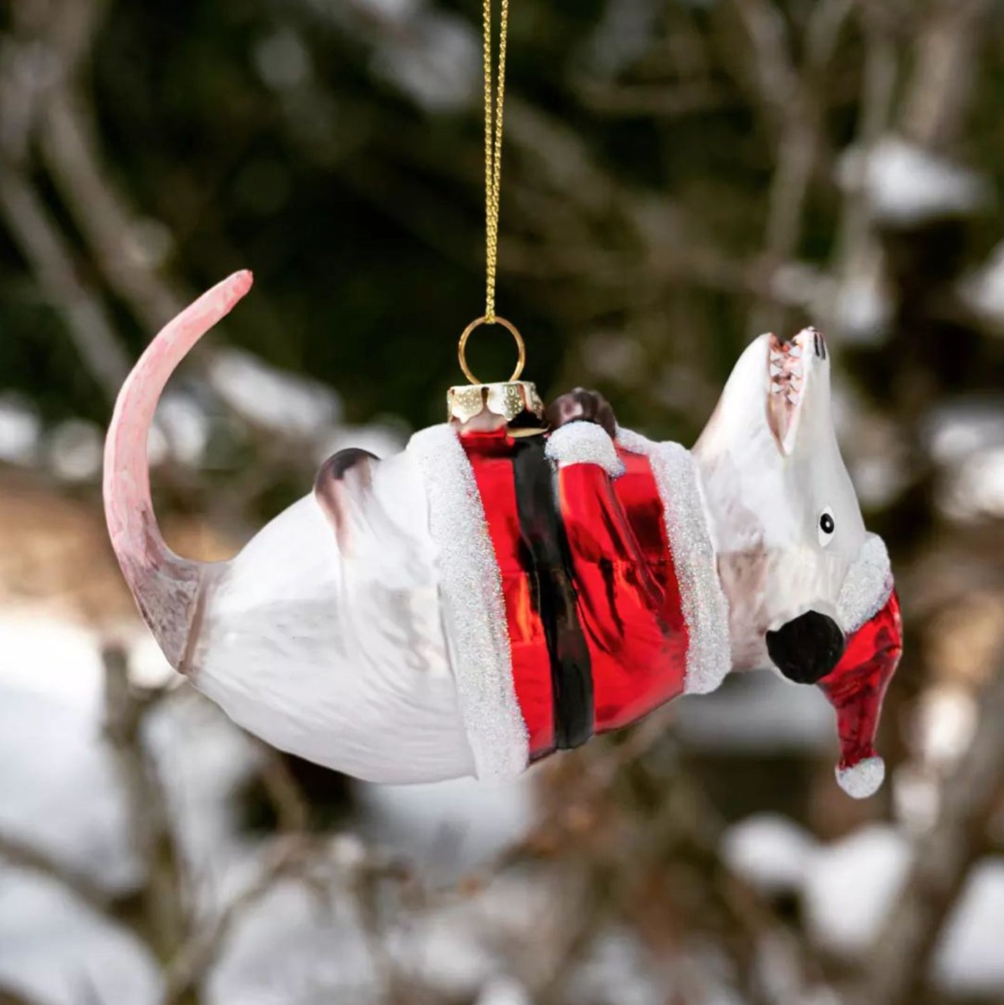 Santa Possum Ornament | Hand-Blown Glass Possum