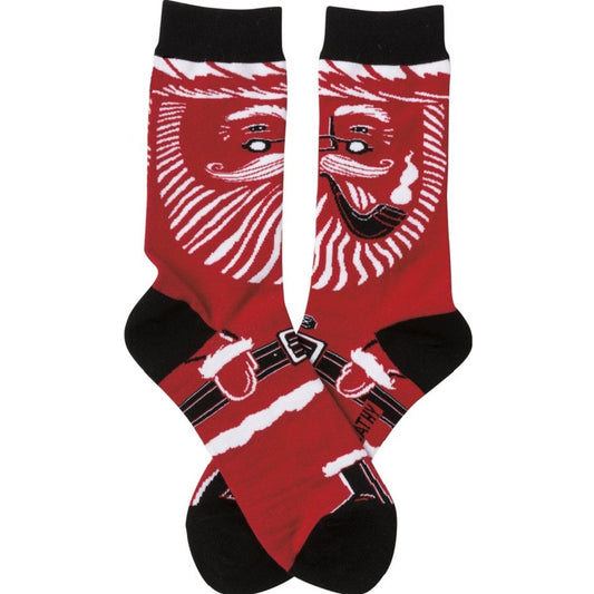 Santa Red and Black Funny Novelty Socks