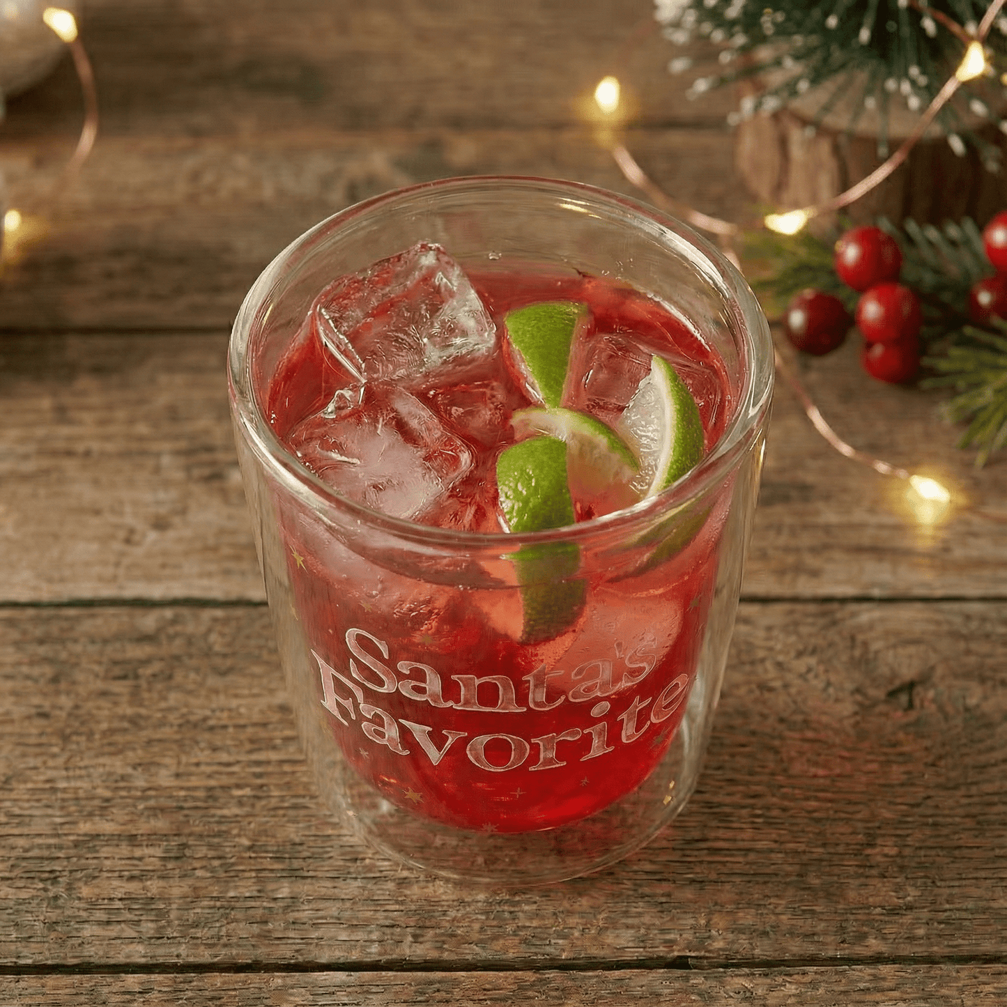Santa’s Favorite Double Wall Double Old Fashioned Glass | Holiday Cocktail Glass | 14oz