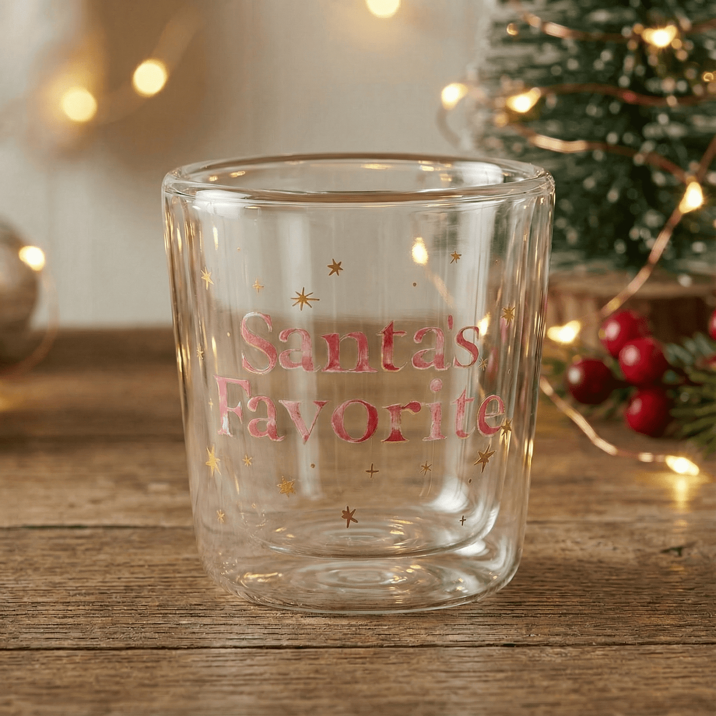 Santa’s Favorite Double Wall Double Old Fashioned Glass | Holiday Cocktail Glass | 14oz
