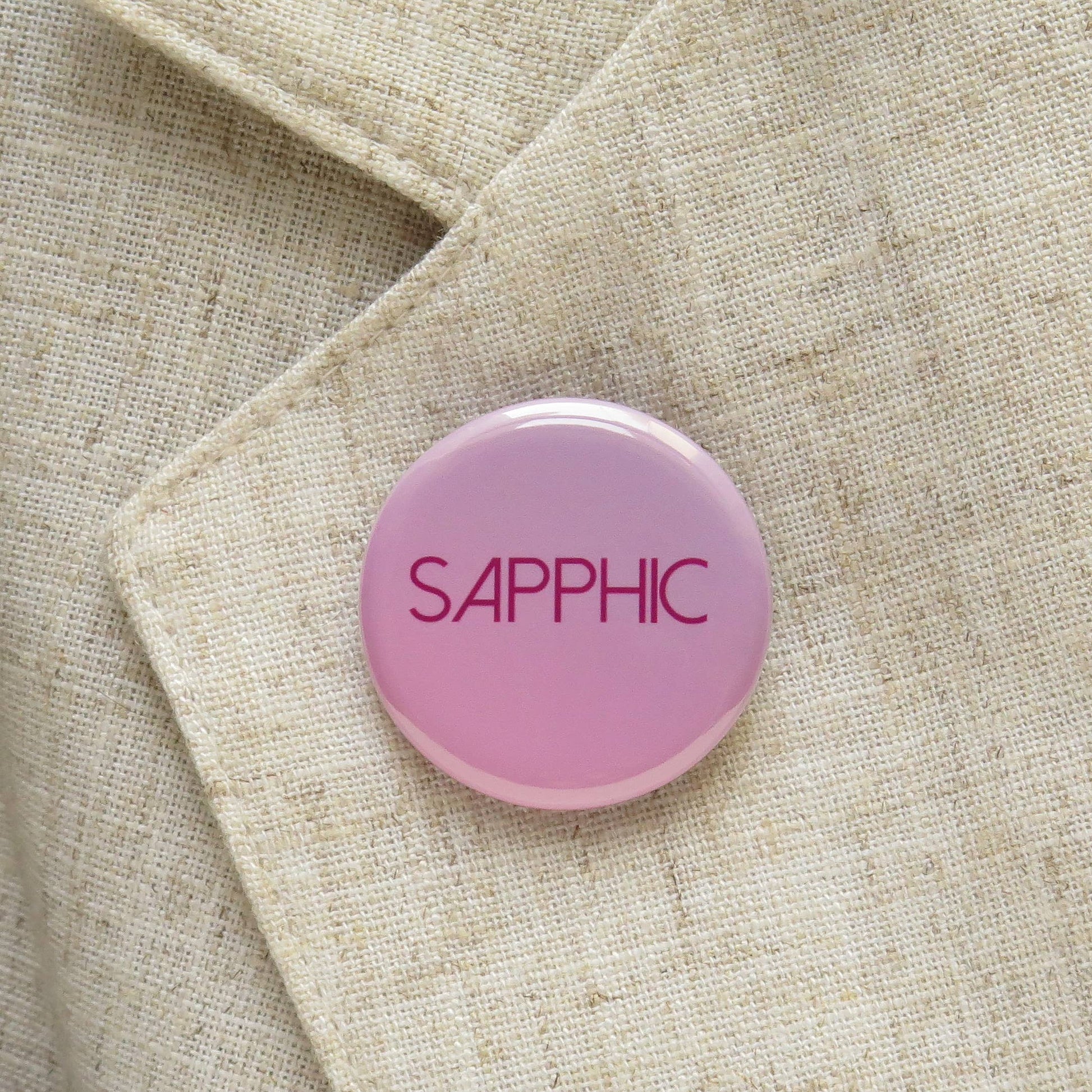 Sapphic Queer LGBTQ+ Lesbian Pinback Button | Pride Season Pin Badge