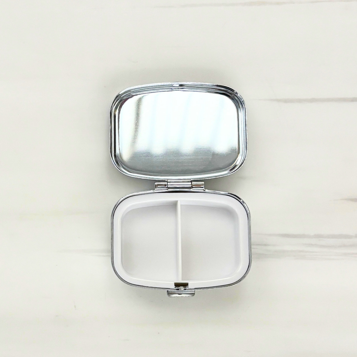Sardine Can Mini Pill Box | 2-Compartment Mirror Case | Pink or Green | 1.6" x 2.25"