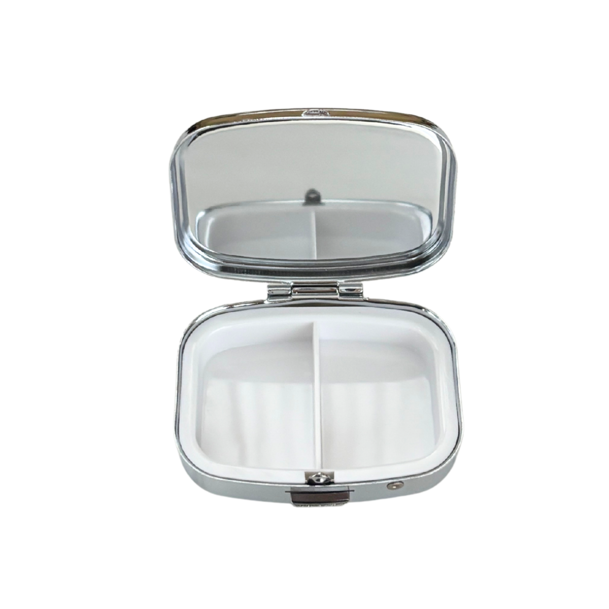 Sardine Can Mini Pill Box | 2-Compartment Mirror Case | Pink or Green | 1.6" x 2.25"