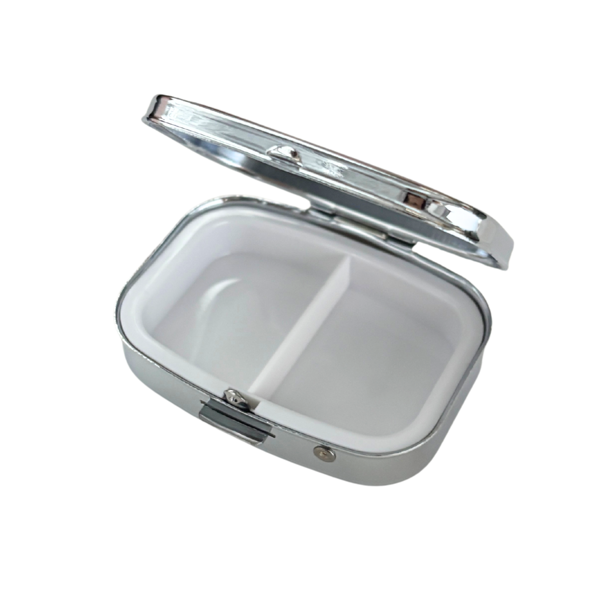 Sardine Can Mini Pill Box | 2-Compartment Mirror Case | Pink or Green | 1.6" x 2.25"
