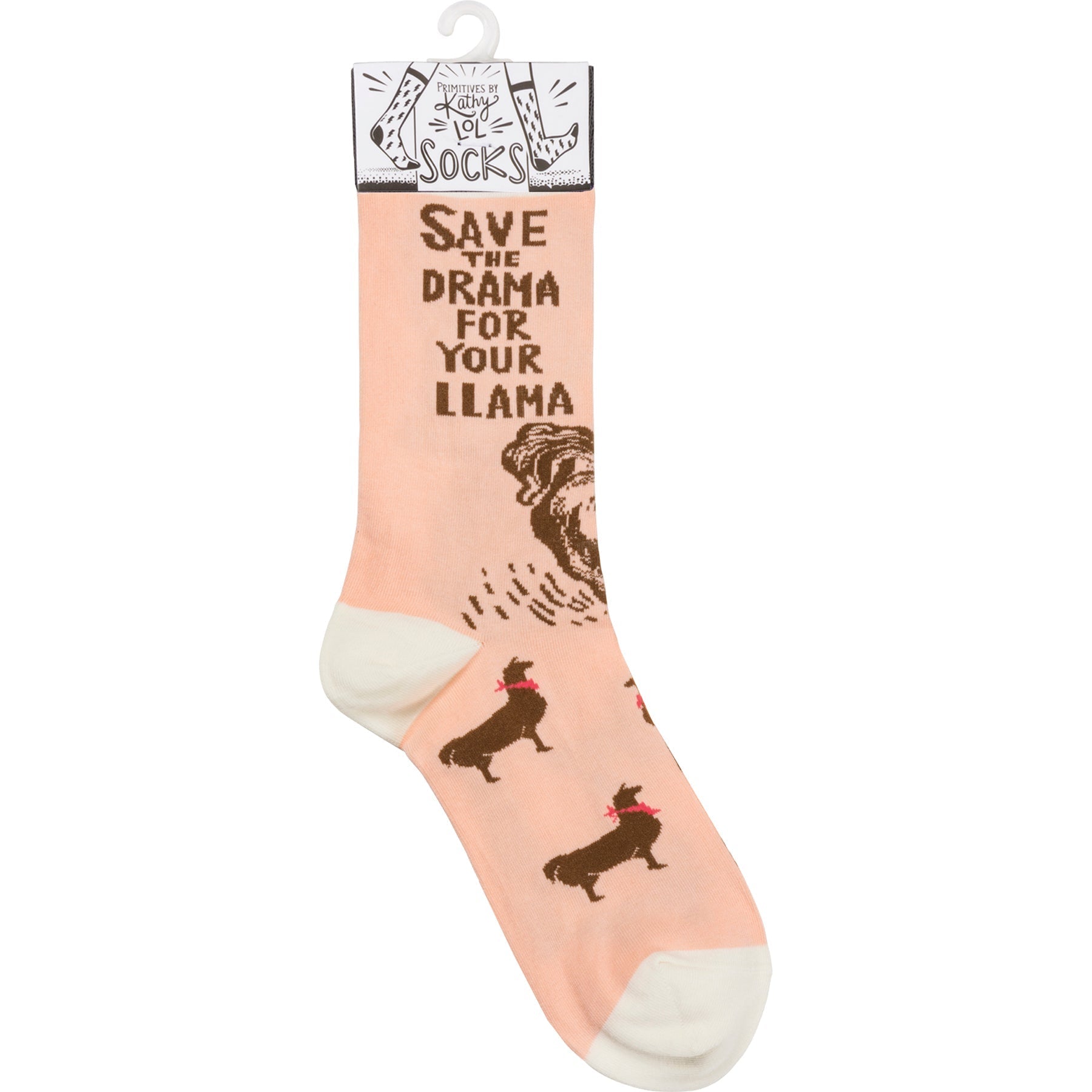 Save The Drama For Your Llama Pink Funny Novelty Socks with Cool Design, Bold/Crazy/Unique/Quirky Dress Socks