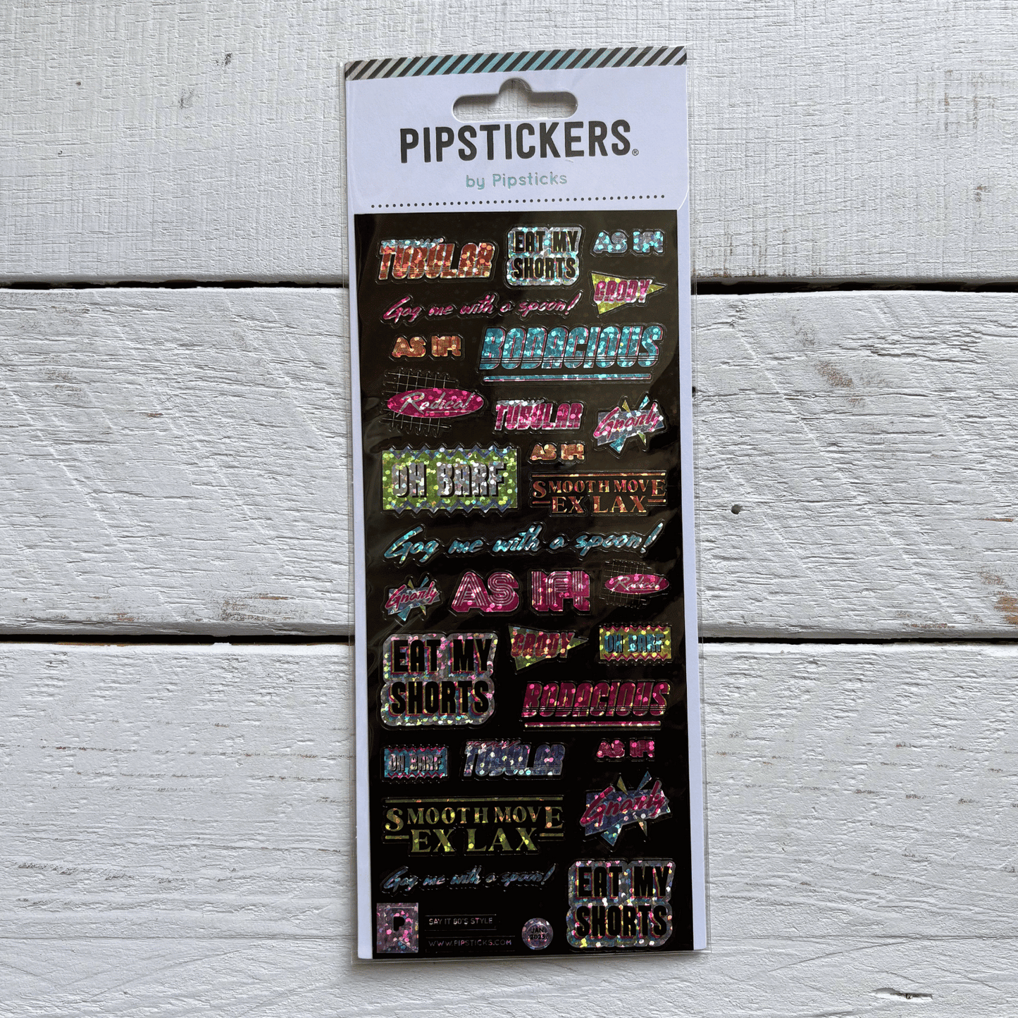 Say It 80's Style Glitter Stickers | Totally Tubular, Smooth Move Ex Lax, Eat My Shorts...