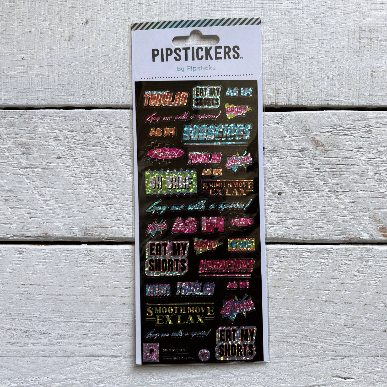 Say It 80's Style Glitter Stickers | Totally Tubular, Smooth Move Ex Lax, Eat My Shorts...