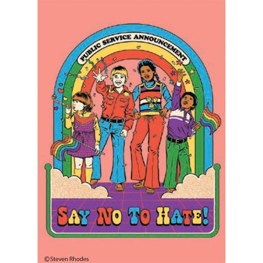 Say No To Hate Fridge Magnet | '80s Children's Book Style Satirical Art