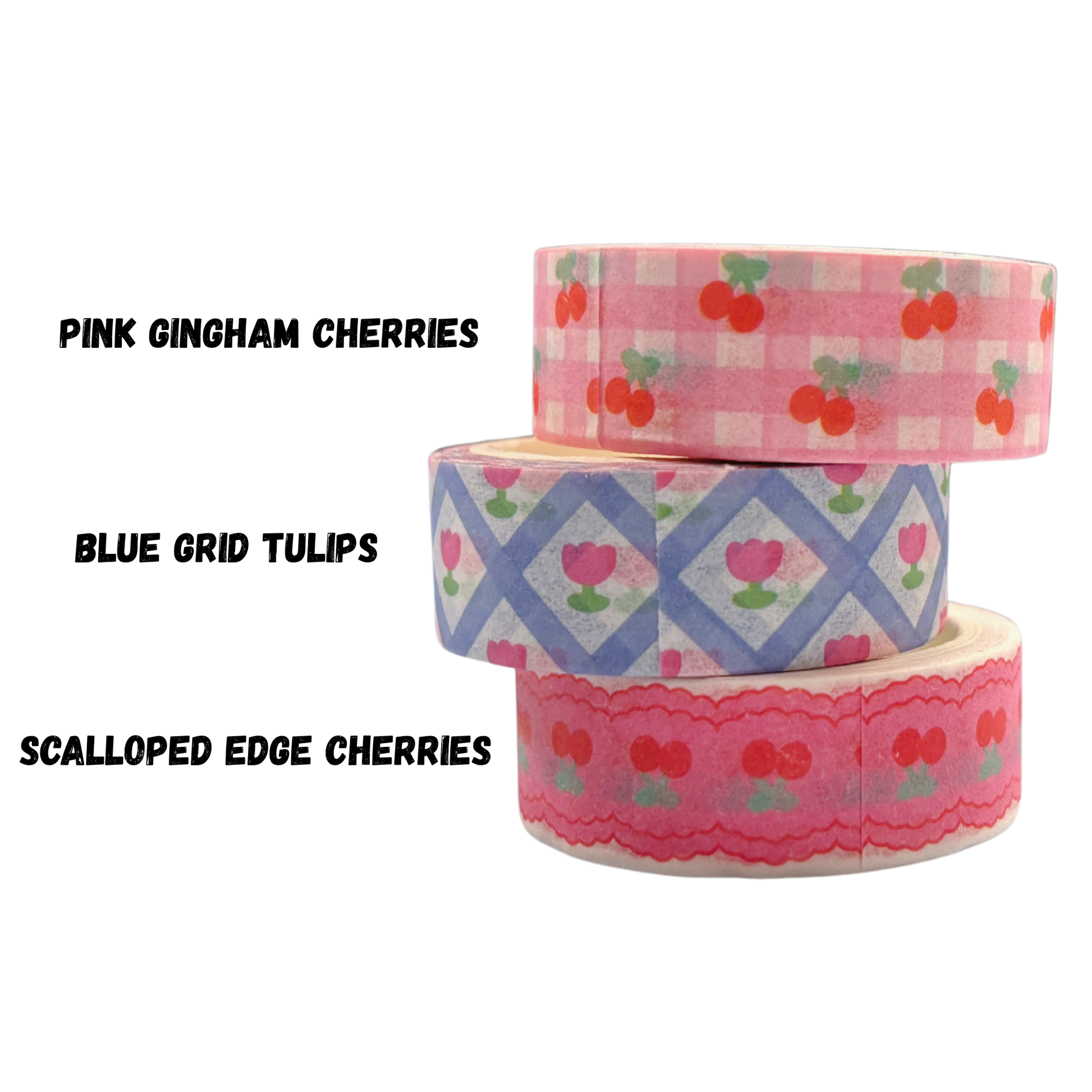 Pink Gingham Cherries Washi Tape | Aesthetic Dopamine Y2K Decorative Masking Tape