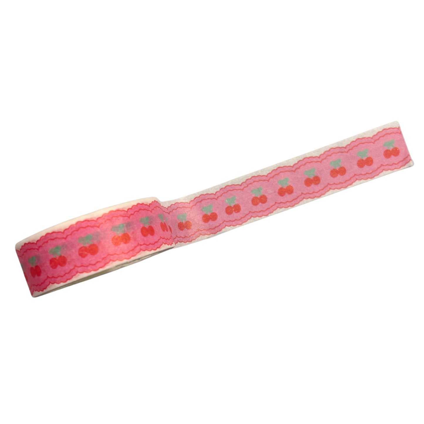 Scalloped Edge Cherries Washi Tape in Pink | Aesthetic Dopamine Y2K Decorative Masking Tape