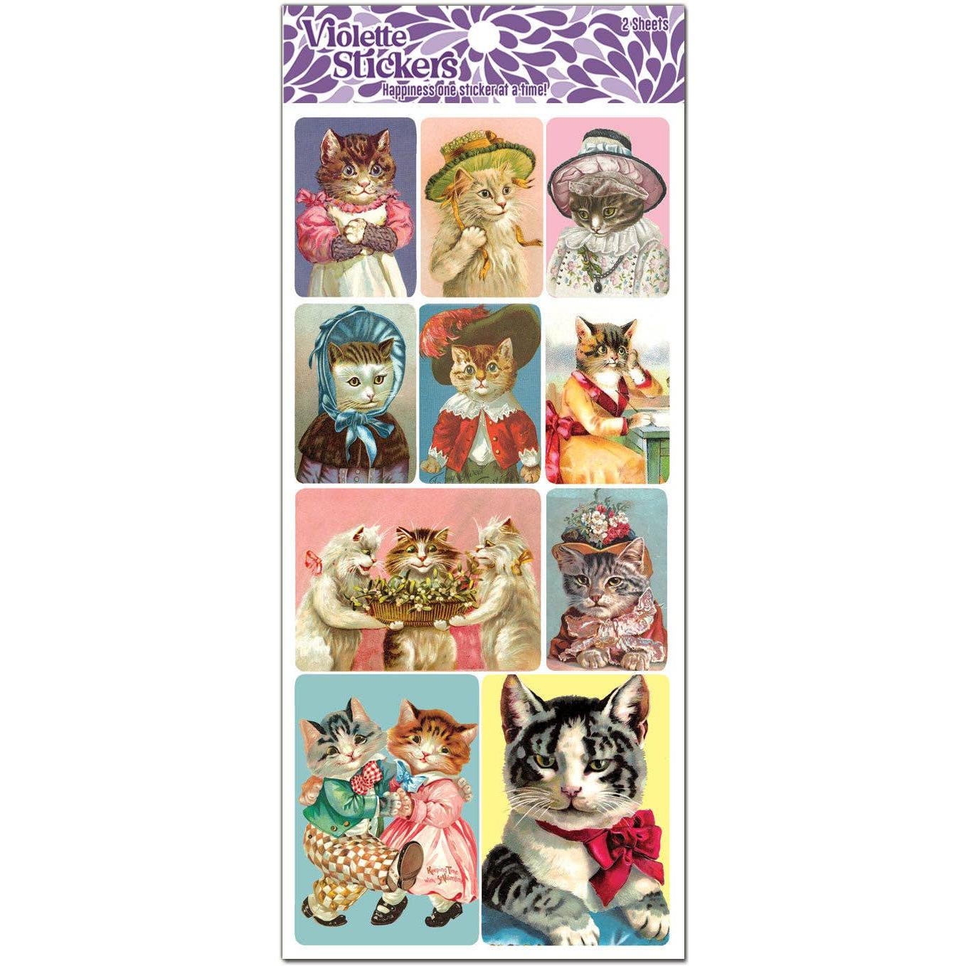 Scholar Cats, Hats, and Bows Stickers | 4" x 4" Stickers | 2 Sheets-Violette Stickers-The Bullish Store