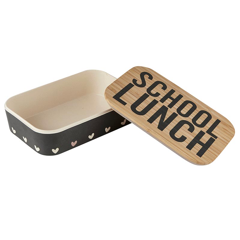 School Lunch Bamboo Lunch Box | To-Go Food Containers Bento Style | 7.5" x 5"